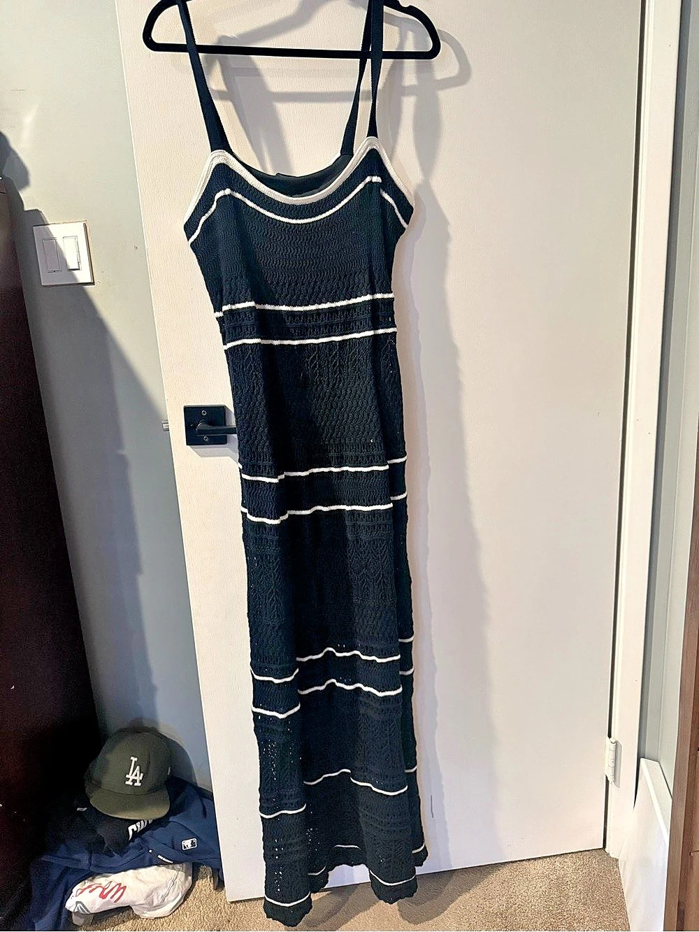 Abercrombie & Fitch Crochet-Style Maxi Dress Black & White XL